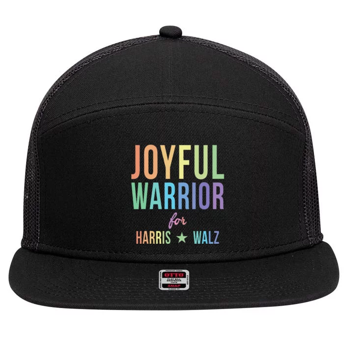 Joyful Warrior For Kamala Harris Tim Walz 2024 7 Panel Mesh Trucker Snapback Hat