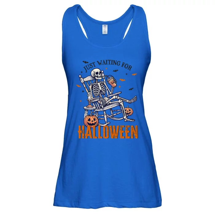 Just Waiting For Halloween Skeleton Halloween Party Matching Gift Ladies Essential Flowy Tank