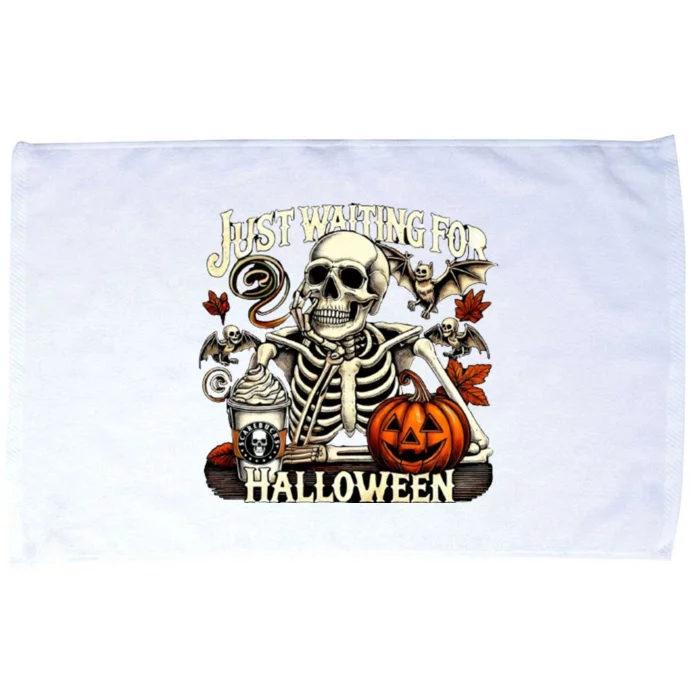 Just Waiting For Halloween Funny Skeleton Halloween Microfiber Hand Towel