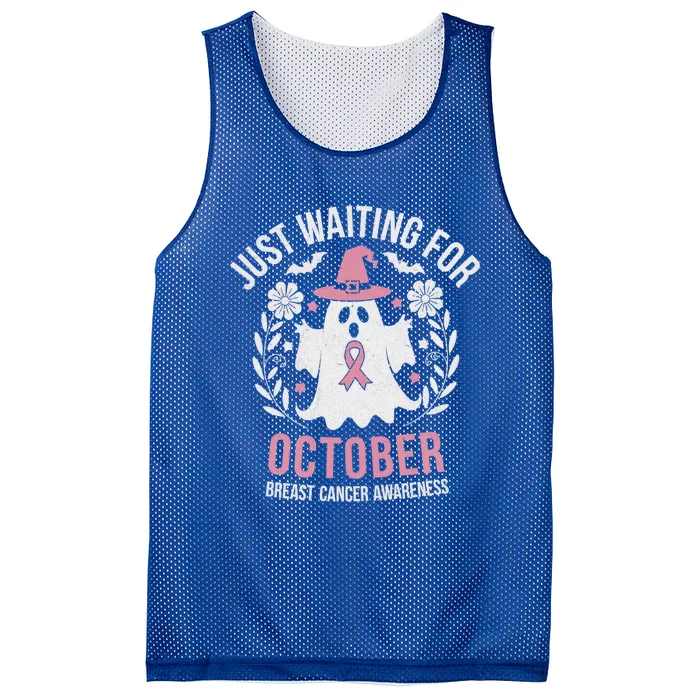 Just Waiting For October Breast Cancer Awareness Halloween Gift Mesh Reversible Basketball Jersey Tank