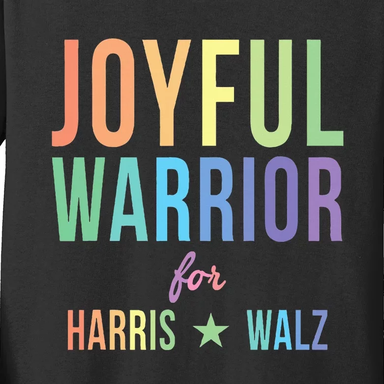 Joyful Warrior For Kamala Harris Tim Walz 2024 Kids Long Sleeve Shirt