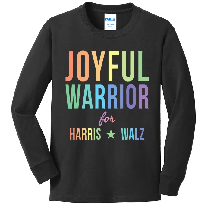 Joyful Warrior For Kamala Harris Tim Walz 2024 Kids Long Sleeve Shirt