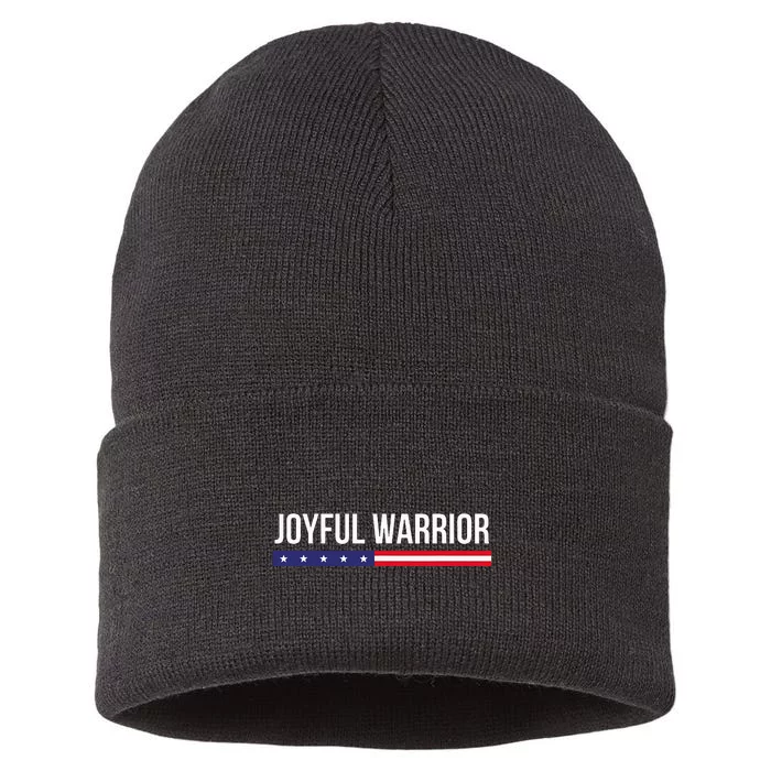 Joyful Warrior Funny Retro Inspired Quote Saying Gifts Sustainable Knit Beanie