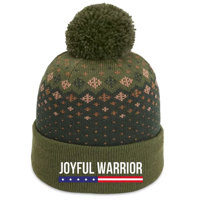 Joyful Warrior Funny Retro Inspired Quote Saying Gifts The Baniff Cuffed Pom Beanie