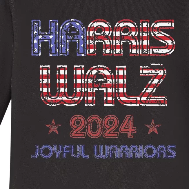 Joyful Warrior For Kamala Harris Tim Walz 2024 Baby Long Sleeve Bodysuit