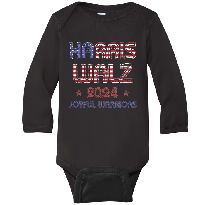 Joyful Warrior For Kamala Harris Tim Walz 2024 Baby Long Sleeve Bodysuit