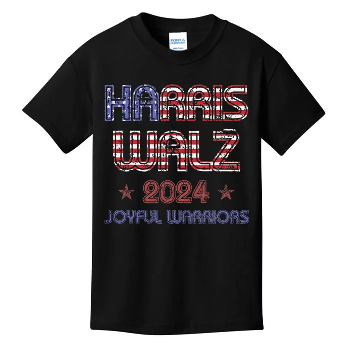 Joyful Warrior For Kamala Harris Tim Walz 2024 Kids T-Shirt