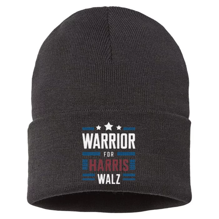 Joyful Warrior For Kamala Harris Tim Walz 2024 Sustainable Knit Beanie