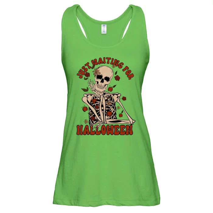 Just Waiting For Halloween Skeleton Fall Spooky Ladies Essential Flowy Tank