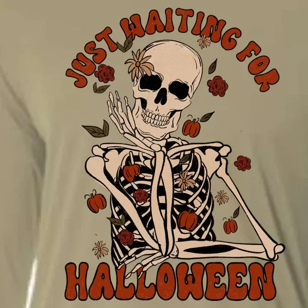 Just Waiting For Halloween Skeleton Fall Spooky Cooling Performance Long Sleeve Crew