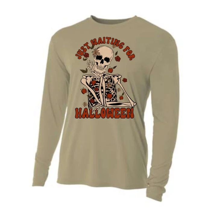 Just Waiting For Halloween Skeleton Fall Spooky Cooling Performance Long Sleeve Crew