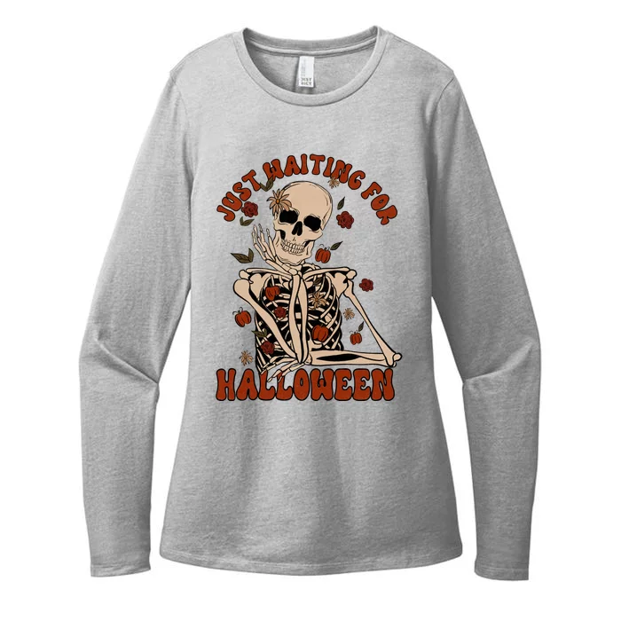 Just Waiting For Halloween Skeleton Fall Spooky Womens CVC Long Sleeve Shirt