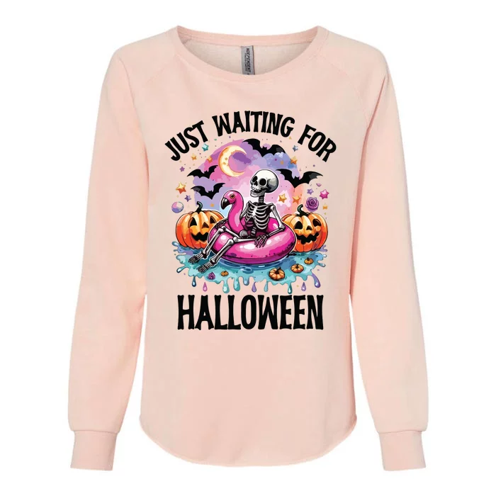 Just Waiting For Halloween Funny Halloween Womens California Wash Sweatshirt