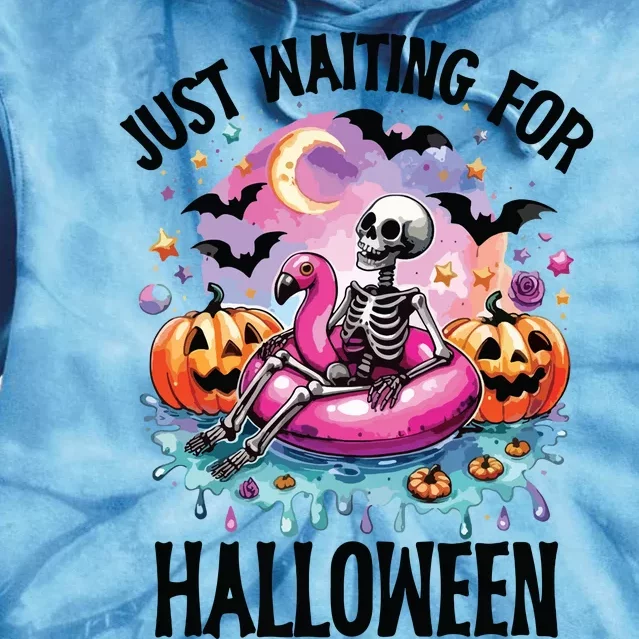 Just Waiting For Halloween Funny Halloween Tie Dye Hoodie