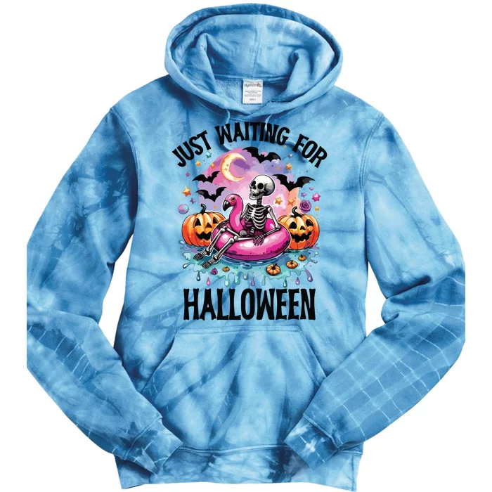 Just Waiting For Halloween Funny Halloween Tie Dye Hoodie