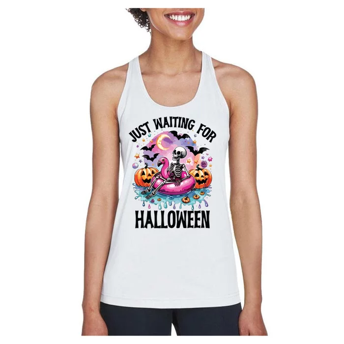 Just Waiting For Halloween Funny Halloween Women's Racerback Tank