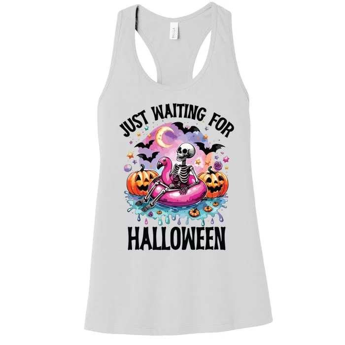 Just Waiting For Halloween Funny Halloween Women's Racerback Tank