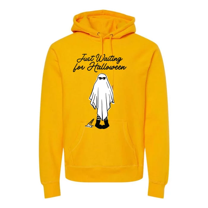 Just Waiting For Halloween Spooky Ghost Summer Halloween Premium Hoodie