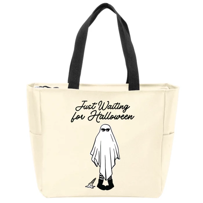 Just Waiting For Halloween Spooky Ghost Summer Halloween Zip Tote Bag