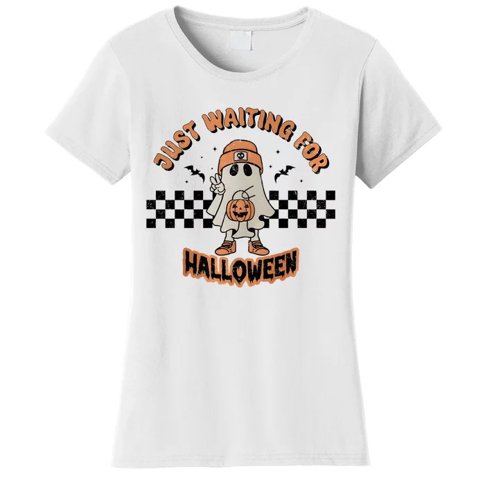 Just Waiting For Halloween Funny Ghost Ghoul Women's T-Shirt