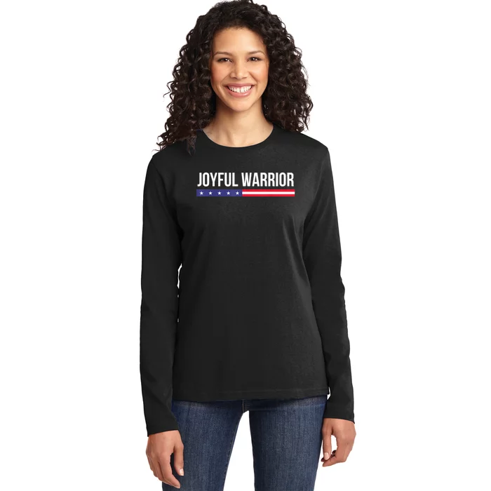 Joyful Warrior Funny Retro Inspired Quote Saying Gifts Ladies Long Sleeve Shirt