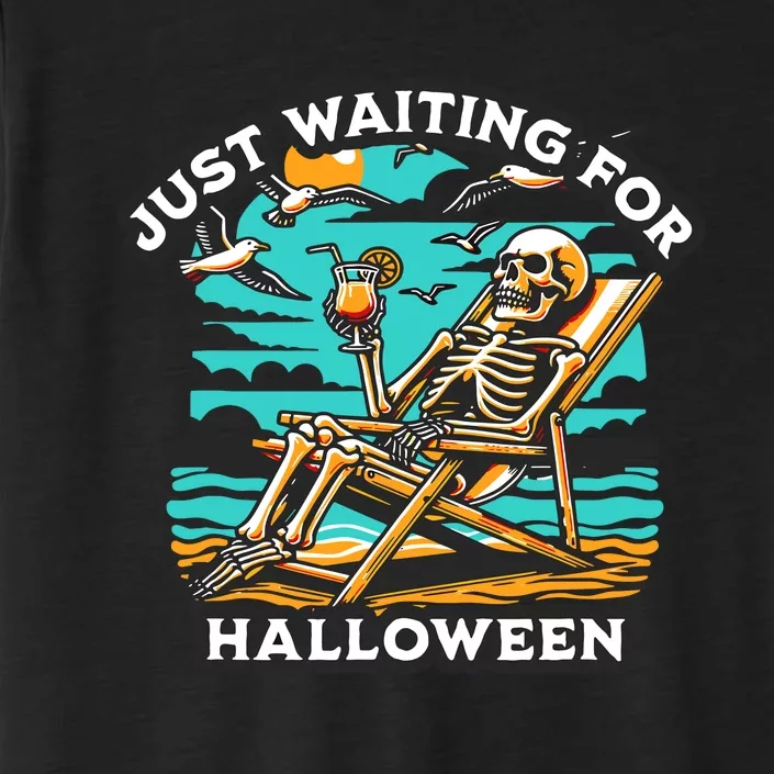 Just Waiting For Halloween Spooky Skeleton Summer ChromaSoft Performance T-Shirt