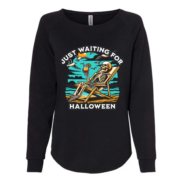 Just Waiting For Halloween Spooky Skeleton Summer Womens California Wash Sweatshirt