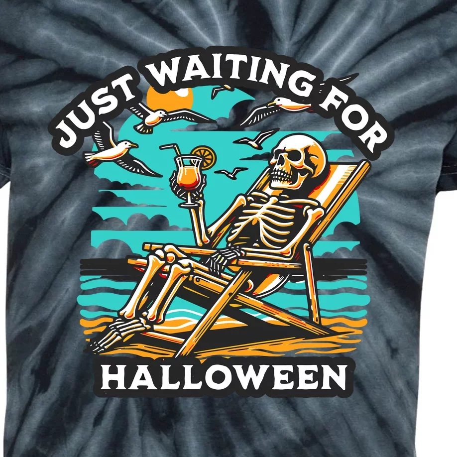 Just Waiting For Halloween Spooky Skeleton Summer Kids Tie-Dye T-Shirt