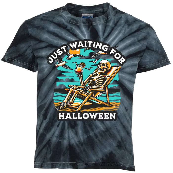 Just Waiting For Halloween Spooky Skeleton Summer Kids Tie-Dye T-Shirt