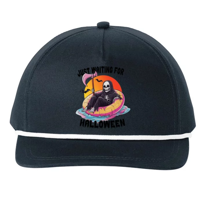 Just Waiting For Halloween Funny Skeleton Snapback Five-Panel Rope Hat