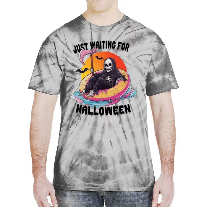 Just Waiting For Halloween Funny Skeleton Tie-Dye T-Shirt