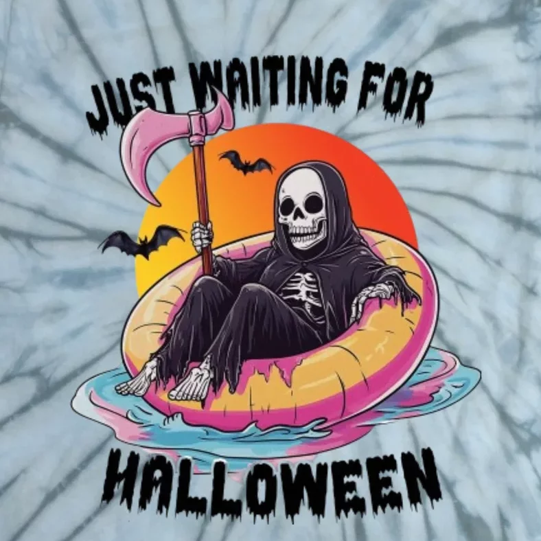 Just Waiting For Halloween Funny Skeleton Tie-Dye T-Shirt