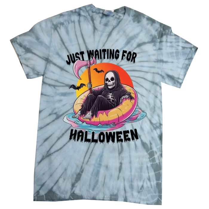 Just Waiting For Halloween Funny Skeleton Tie-Dye T-Shirt