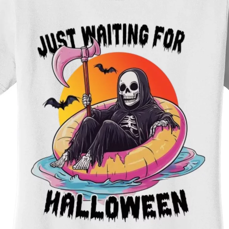 Just Waiting For Halloween Funny Skeleton Women's T-Shirt