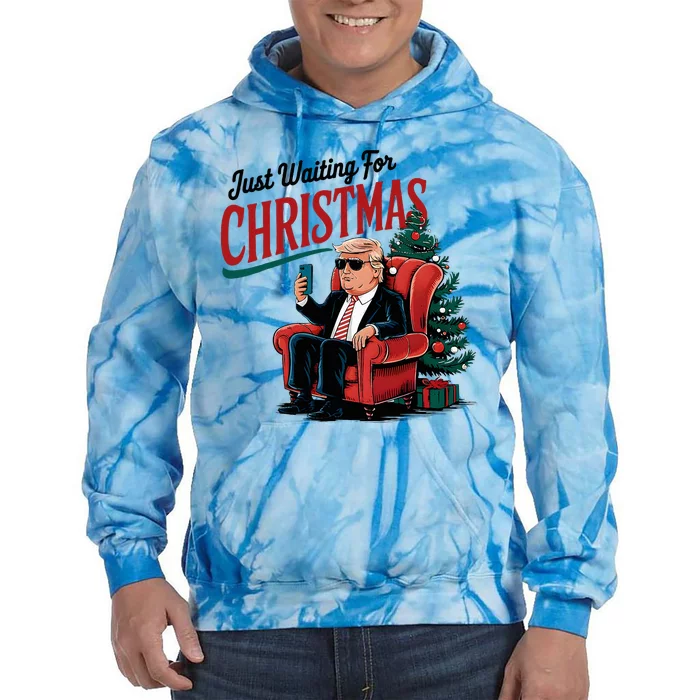 Just Waiting For Christmas Trump Funny Vote For Trump Xmas Tie Dye Hoodie