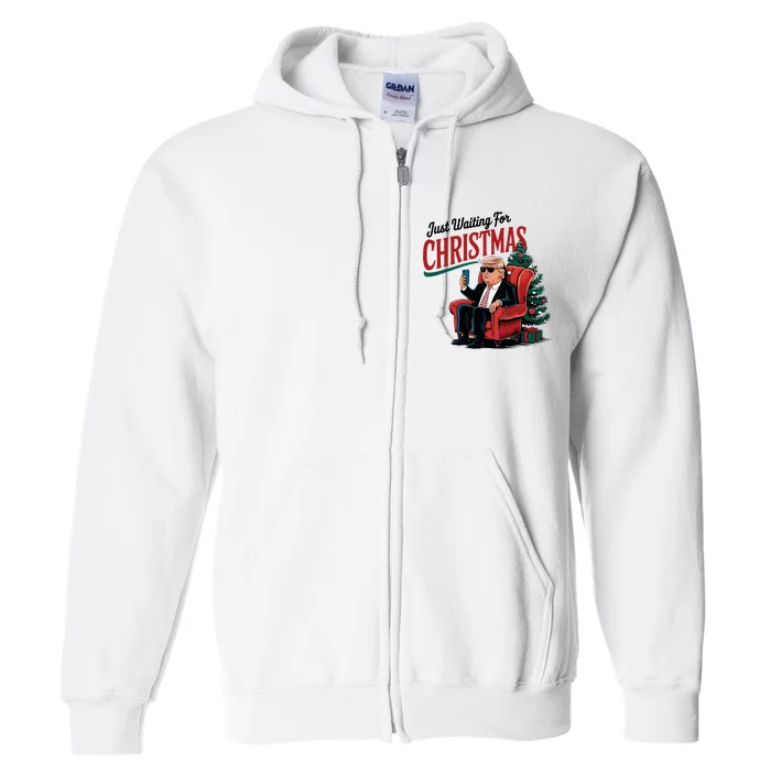 Just Waiting For Christmas Trump Funny Vote For Trump Xmas Full Zip Hoodie