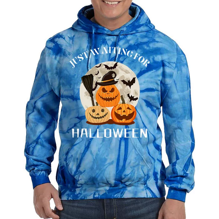 Just Waiting For Halloween Pumpkins Tie Dye Hoodie