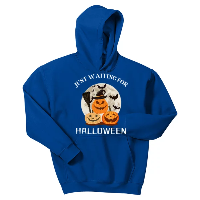 Just Waiting For Halloween Pumpkins Kids Hoodie