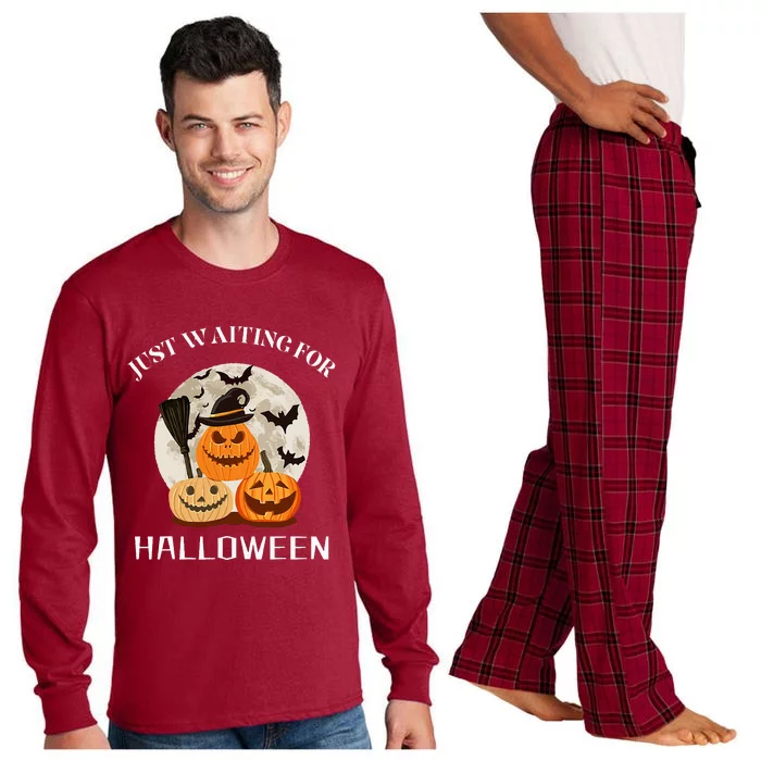 Just Waiting For Halloween Pumpkins Long Sleeve Pajama Set