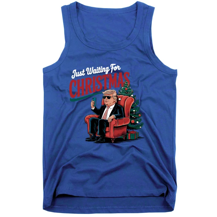 Just Waiting For Christmas Xmas Trump Pajamas Santa Holiday Cool Gift Tank Top