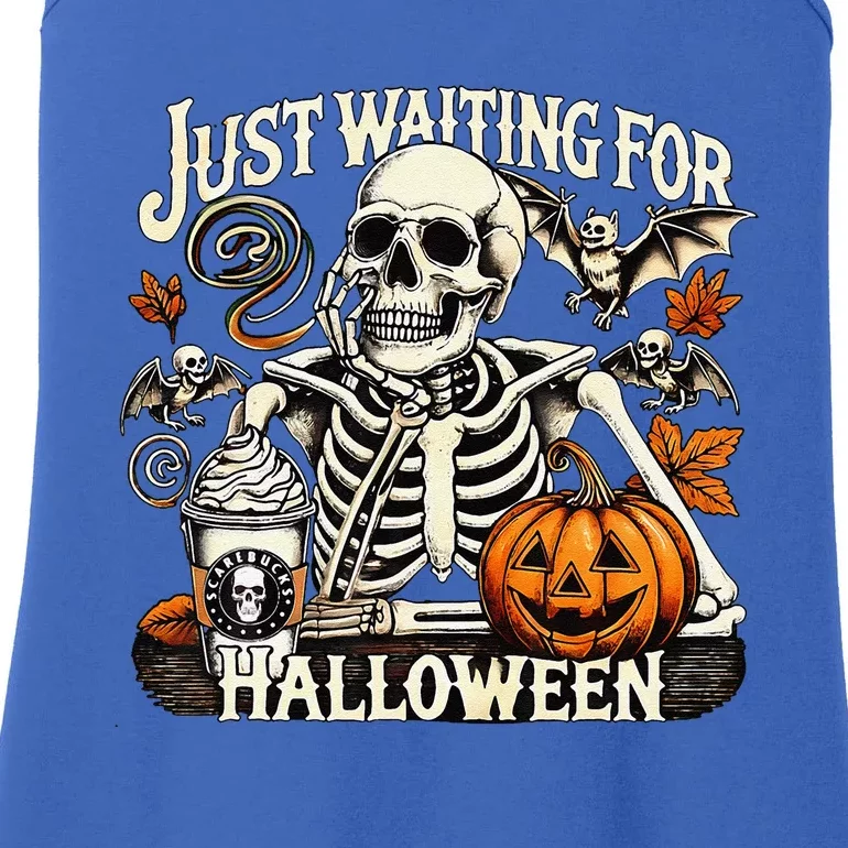 Just Waiting For Halloween Skeleton Summerween Ladies Essential Tank