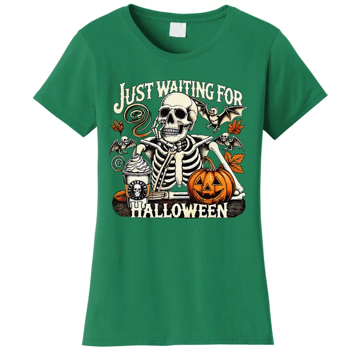 Just Waiting For Halloween Skeleton Summerween Women's T-Shirt