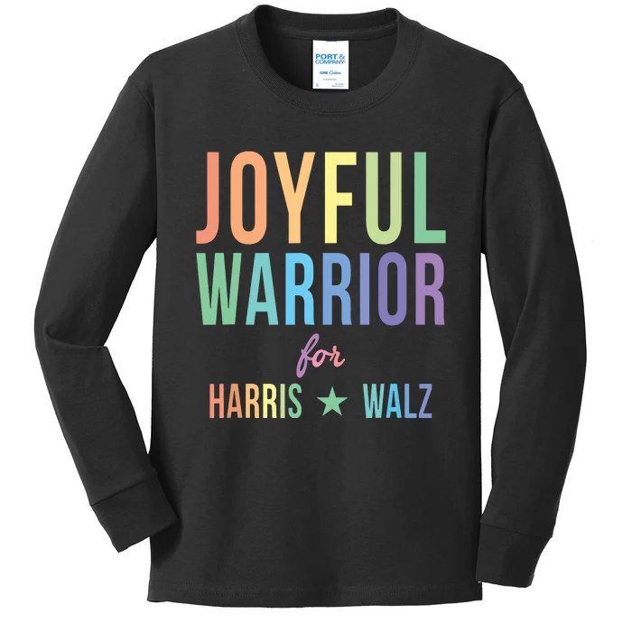 Joyful Warrior For Kamala Harris Tim Walz 2024 Kids Long Sleeve Shirt