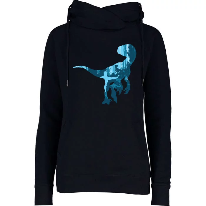 Jurassic World Fallen Kingdom: Blue Dinosaur Tee Womens Funnel Neck Pullover Hood