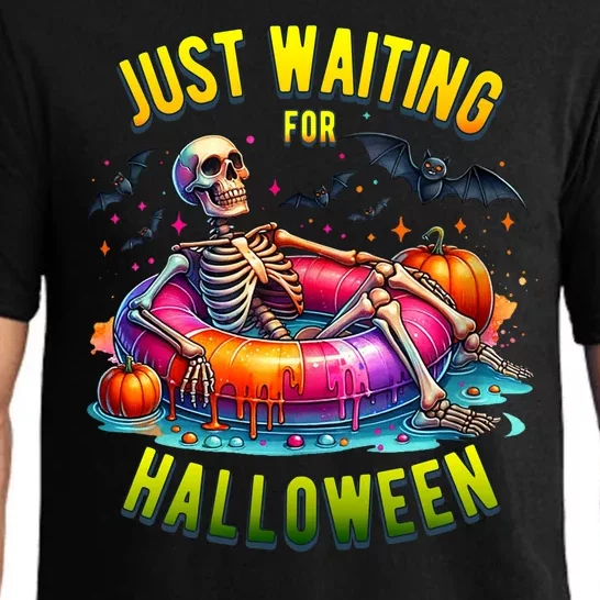 Just Waiting For Halloween Spooky Skeleton Summer Funny Pajama Set