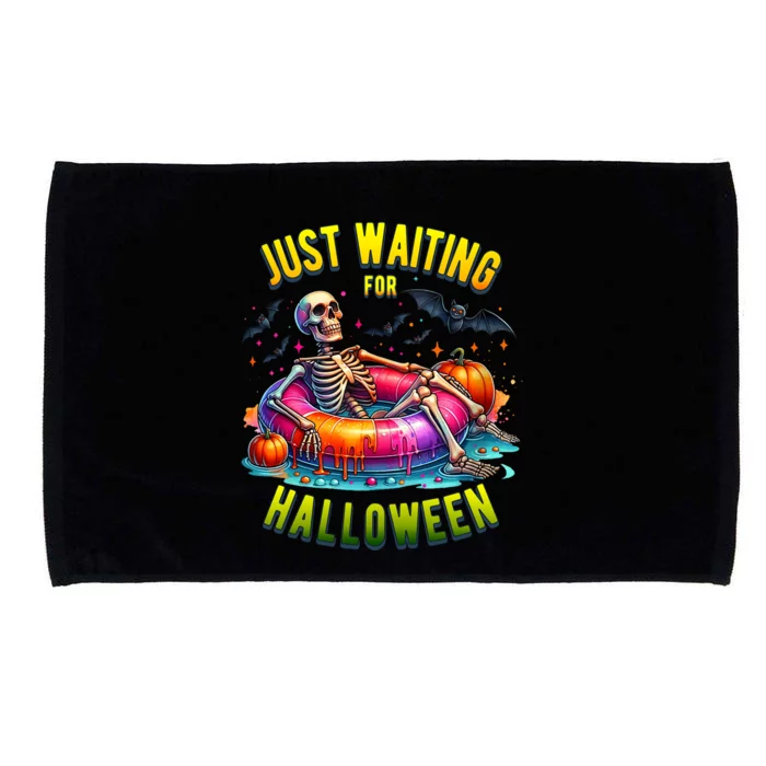 Just Waiting For Halloween Spooky Skeleton Summer Funny Microfiber Hand Towel