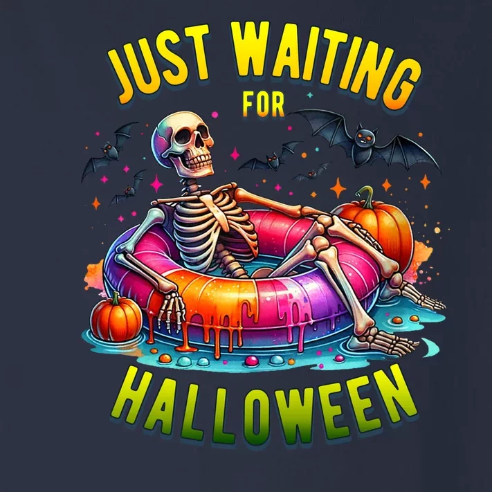 Just Waiting For Halloween Spooky Skeleton Summer Funny Toddler Long Sleeve Shirt