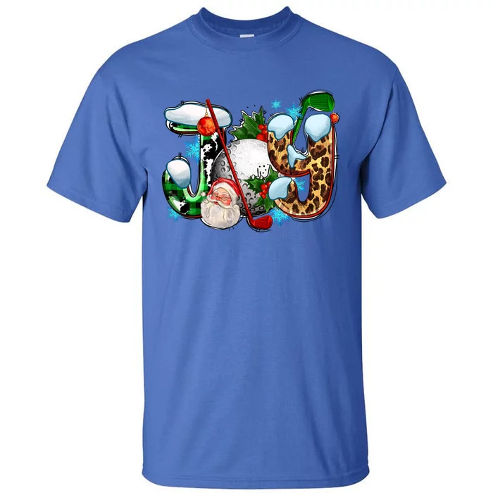 Joy With Golf And Santa Claus Golfing Christmas Pajamas Gift Tall T-Shirt