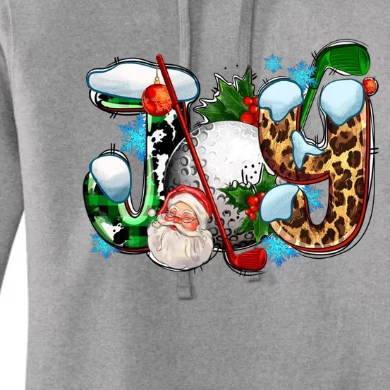 Joy With Golf And Santa Claus Golfing Christmas Pajamas Gift Women's Pullover Hoodie