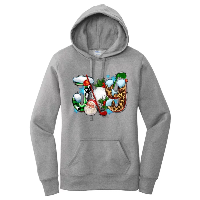 Joy With Golf And Santa Claus Golfing Christmas Pajamas Gift Women's Pullover Hoodie